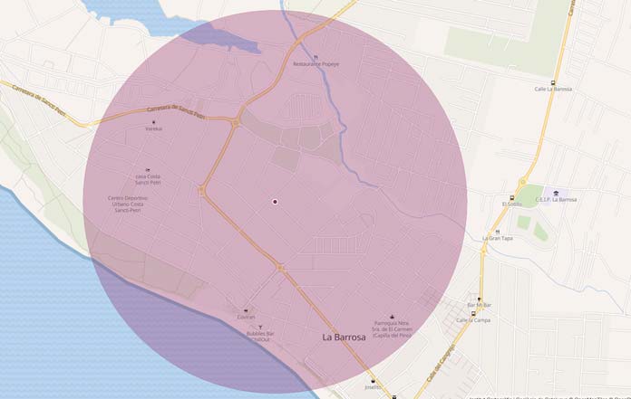 distancia un kilómetro desde mi domicilio