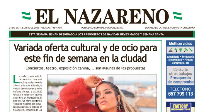 Periódico El Nazareno nº 1.488 de 24 de septiembre de 2026 Periódico El Nazareno